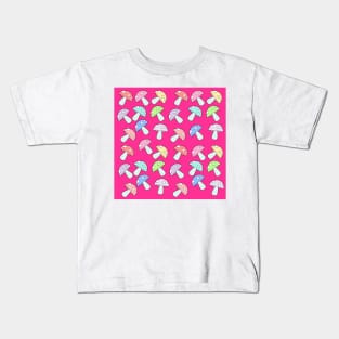 Pink Colorful Mushroom Pattern Kids T-Shirt
